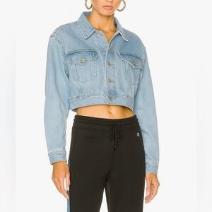 Re/Done Cropped Denim Tucker Jacket Airy Indigo M Light Blue